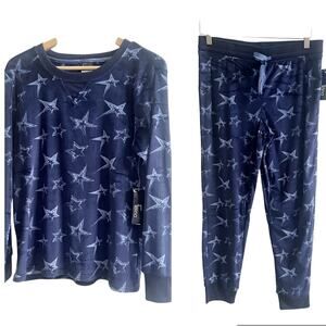 Felina Women's Luxe Velour 2-Piece Jogger Pajama Set variety Blue Stars NWT Sm